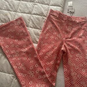 Zara Red Floral bell bottoms - festival!